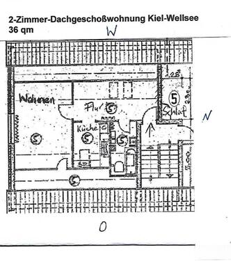 Foto - Vermiete 2-Zimmer Dachgeschosswohnung in Kiel-Wellsee - ca.36 m2