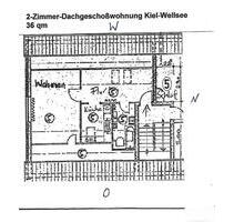 Vermiete 2-Zimmer Dachgeschosswohnung in Kiel-Wellsee - ca.36 m2