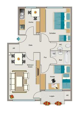Foto - 3.5 Zimmer Etagenwohnung zur Miete in Duisburg