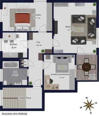 Foto - 3 Zimmer Etagenwohnung zur Miete in Kumhausen