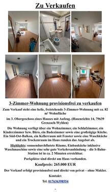 Foto - 3 Zimmer Etagenwohnung zum Kaufen in Grenzach-Wyhlen