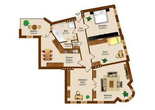 Foto - 4 Zimmer Dachgeschoßwohnung zur Miete in Magdeburg