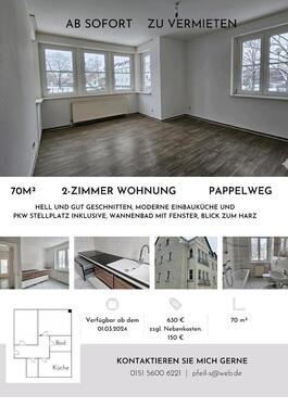 Foto - Helle 70qm Wohnung im Hochparterre inkl. EBK und PKW Stellplatz