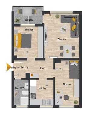 Foto - 3 Zimmer Erdgeschoßwohnung zur Miete in Osterode am Harz