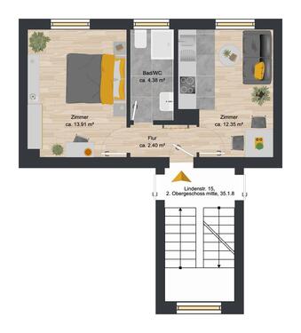 Foto - 1 Zimmer Etagenwohnung zur Miete in Osterode am Harz