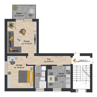 Foto - 2 Zimmer Erdgeschoßwohnung zur Miete in Osterode am Harz