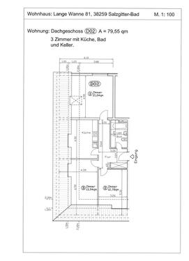 Foto - SZ-Bad: 3-Zi Kü Bad, 79,5qm, 3.OG (o.Fahrstuhl),hell, renoviert,