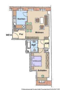 Foto - 2 Zimmer Dachgeschoßwohnung zur Miete in Dresden