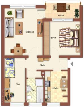 Foto - für die kleine Famiilie ! helle 3-Zimmer-Wohnung mit Balkon in Mönchengladbach Rheindahlen