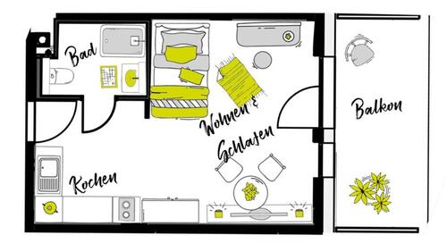Foto - Möblierte Wohnung; Typ: Komfort-L im Urban.In - Nur für Studenten