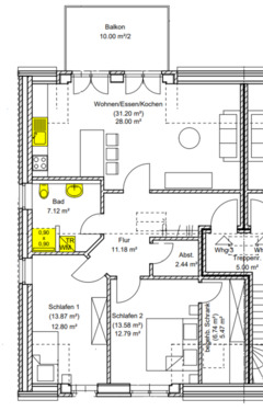 Foto - Obergeschoss 3 Zimmer Wohnung Erstbezug