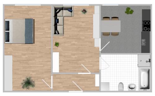 Foto - 60qm 2-Raum-Wohnung - 300,00 EUR Kaltmiete,