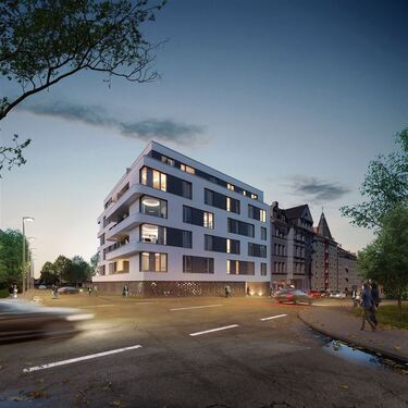Rendering Nacht - Baugrundstück für exklusives Mehrfamilienhaus in ChemnitzLutherviertel