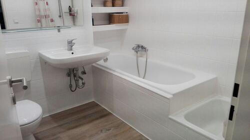 großes Badezimmer, Wanne und Dusche - 