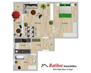 Gut vermietete 2 Zimmer-Mansardenwohnung mit Loggia und Stellplatz in ruhiger Wohnlage RH-Nord - Roth
