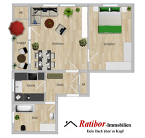 Gut vermietete 2 Zimmer-Mansardenwohnung mit Loggia und Stellplatz in ruhiger Wohnlage RH-Nord - Roth