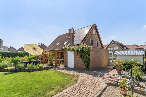 Rückansicht, Gartenbereich - Doppelhaushälfte mit 112,00 m&sup2; in Rheine / Schotthock zum Kaufen