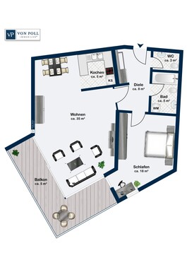 Titelbild - Zentrumsnahe 2-Zimmerwohnung mit Eckbalkon