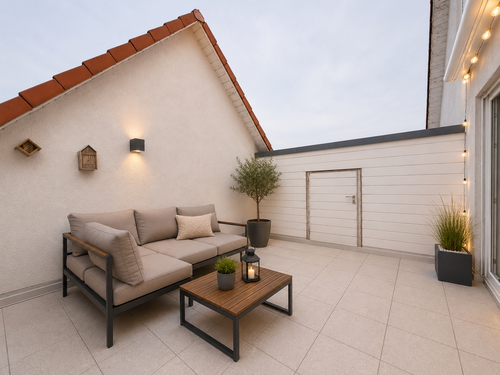 Südterrasse mit Dekobeispiel - 