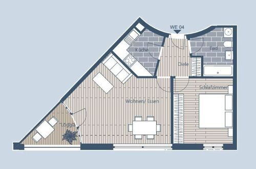 Grundriss WE 4 - Vermietete 2-Raum-ETW mit Loggia in Lindenau