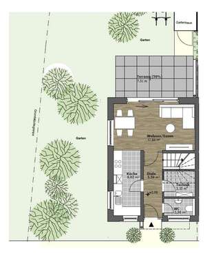 Lageplan Haus 1 Garten - 4.5 Zimmer Reihenhaus zum Kaufen in Zwenkau