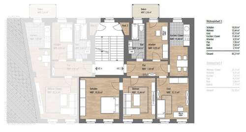 Grundriss WE 3 - Denkmalschutz – 4-Zimmerwohnung mit Balkon in ruhiger Seitenstraße in Leipzig, Anger-Crottendorf