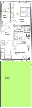Grundriss WE57 mit Garten - 2-Raum-ETW mit Terrasse und eigenem Garten in der beliebten Südvorstadt