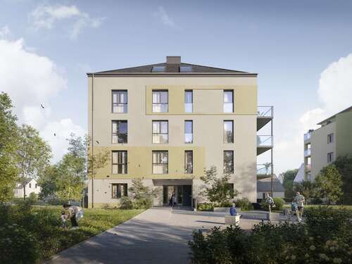 Außenbild mit Eingang - 4 Zimmer Etagenwohnung zum Kaufen in Markranstädt