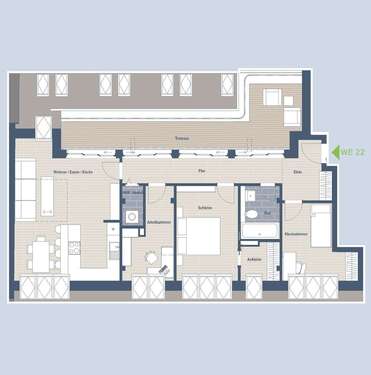 Grundriss WE 22.2 - *ERSTBEZUG* Spektakuläre Penthouse -Wohnung mit 3,5 Zimmern + ca. 18m² Terrasse in Schleußig