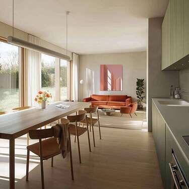 Wohnzimmer - 5 Zimmer Reihenmittelhaus zum Kaufen in Leipzig
