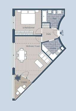 Grundriss WE 3 - Kapitalanleger aufgepasst! Langzeit-vermietete 2-Raum-ETW mit Loggia in Plagwitz-Lindenau