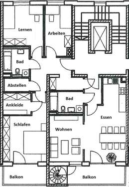 Unverbindl. Grundrissbeispiel - Kombinierbare ETW in Toplage: Energieeffizient, Süd-Balkon, Aufzug, Tiefgarage