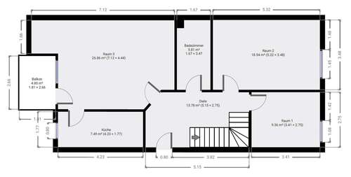Grundriss 1 - Wohnen auf zwei Etagen – 4-Zimmer-Traumwohnung mit Balkon und Stellplatz