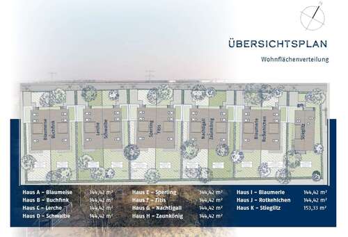 Übersichtsplan Wohnflächenverteilung - WIR BAUEN FÜR SIE - Doppelhaushälfte mit Terrasse und Garten - Amselweg 16 Haus 8 - Zaunkönig