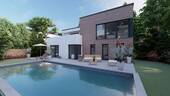 Haus 16 Garten 2 - Architektenvilla am Waldrand - Bauhausbungalow mit Dachterrasse, Doppelgarage und exklusiver Privatsphäre