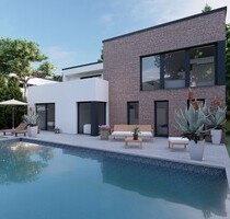 Architektenvilla am Waldrand - Bauhausbungalow mit Dachterrasse, Doppelgarage und exklusiver Privatsphäre - Bensberg