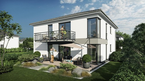 Zweifamilienhaus 176 Gartenansicht - ***Wunderschöne Obergeschosswohnung mit tollem Balkon in Feldrandlage***