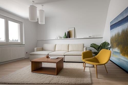 Geräumiges Wohnzimmer im Dachgeschoss - Wartha - Einbauküche in modernisierter DG-Wohnung