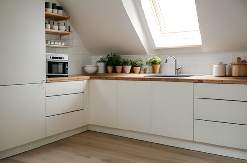 Küche visualisiert - 2 Zimmer Dachgeschoßwohnung in Bernsdorf