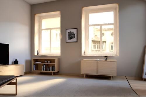 Wohnbereich Ansicht 2 visuell eingerichtet - 2 Zimmer Etagenwohnung zur Miete in Kamenz