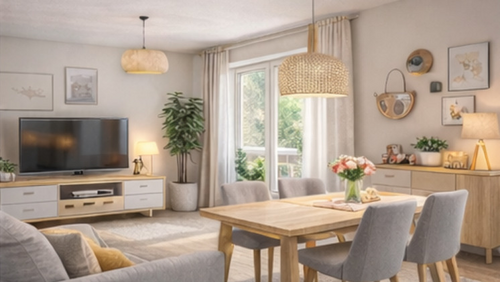 Wohn und Esszimmer - Bautzen - Moderne Kaminwohnung im DG