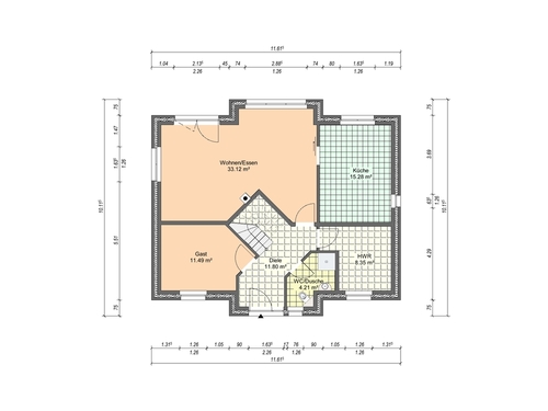 EG-Haus mit Zwerchgiebel-153 m² - 5 Zimmer Einfamilienhaus in Potsdam-Mittelmark