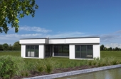 Bungalow Flachdach- Gartenansicht - 5 Zimmer Einfamilienhaus in Potsdam-Mittelmark