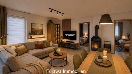 Wohnzimmer - Gestaltungsbeispiel mit KI generiert - 