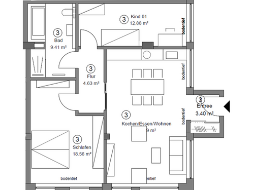 Grundriss_Whg3 - Exklusive Kapitalanlage: Vermietete Erdgeschosswohnung mit Privatgarten und stabilen Mieteinnahmen
