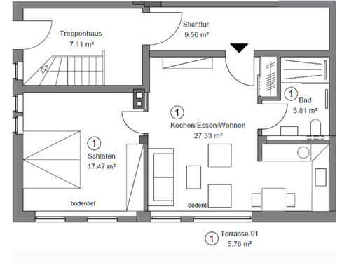 Grundriss_Whg1 - Exklusive Kapitalanlage: Vermietete Erdgeschosswohnung mit Privatgarten und stabilen Mieteinnahmen