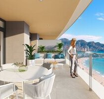 Wohnungen mit 3 Schlafzimmern, 2 Bädern, Klimaanlage, Fußbodenheizung in Bädern, Kfz-Stellplatz und Meerblick nur 100 m vom Strand - Benidorm Valencia