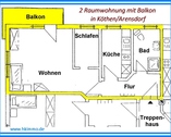 Grundriss-1-Raum-Wohnung - 2 Zimmer Etagenwohnung in Köthen OT Arensdorf