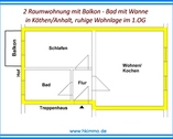 Grundriss - 2 Raumwohnung in Köthen - 