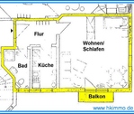 Grundriß 1-Raumwohnung mit Balkon - Etagenwohnung mit 51,00 m&sup2; in Köthen OT Arensdorf zur Miete